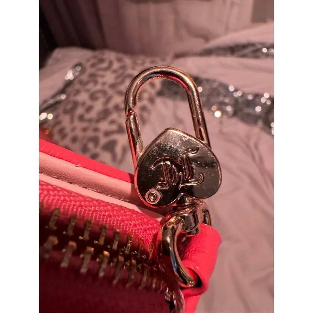 Juicy Couture half moon bling rhinestone logo mirror Wallet/card case pink